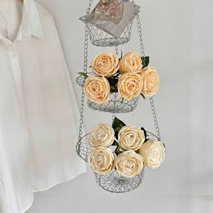 Ramo de Rosas Artificiales de 5 Cabezas, Flores de Seda Redondas de Alta Simulación, Decoración para Bodas, Accesorios para Fotografía en Exteriores, Decoración del Hogar - Product Image 3