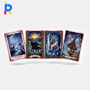 Jeu <span class=keywords><strong>de</strong></span> tarot personnalisé <span class=keywords><strong>de</strong></span> haute qualité, écologique, à bords dorés, avec <span class=keywords><strong>pochette</strong></span> en velours violet pour la divination – Vente chaude - Product Image 4