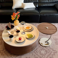 Nouvelle Table Basse Moderne 2025 Style Feuille en Bois et Acier avec Rangement pour Salon, Hôtel, Villa