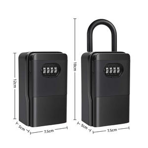 Boîte à clés portable noire à combinaison à 4 chiffres avec anse, coffre-fort de rangement pour clés, idéal pour l'extérieur, la maison, les Airbnb et l'<span class=keywords><strong>immobilier</strong></span> - Product Image 5