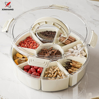 Boîte de rangement ronde divisée Xinhang, boîte de rangement alimentaire en plastique multi-usages, boîte de rangement pour fruits de cuisine à 9 compartiments avec couvercle