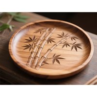 Assiette à fruits ronde en bois d'acacia de 23 cm, plusieurs choix, plateau à sauce en bois massif, petite assiette créative en bois