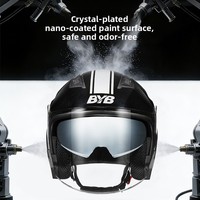 Casque de moto BYB certifié 3C, modèle 26 ans, demi-casque unisexe, double visière, toutes saisons, anti-buée, avec coussinets d'oreille amovibles