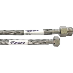 Tuyau flexible en acier inoxydable de style moderne, 35 cm, raccord MF 3/8 x 1/2, finition chromée, pour salles de bain, toilettes, douches, en laiton et EPDM - Product Image 1