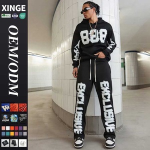 Conjunto Deportivo Informal de Otoño, 2 Piezas, Pantalones Deportivos Anchos Transpirables con Estampado Digital Personalizado para Hombre - Product Image 1