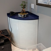 Projet de clinique dentaire américaine Cabinet de rangement en laque blanche Bureau de réception avec comptoir en pierre de quartz bleu