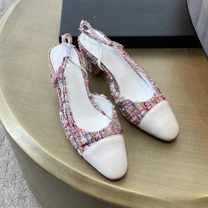 Zapatos de Tacón Alto con Correa en T y Hebilla, Estilo Europeo y Americano, con Punta en Pico, Combinación de Colores, para Mujer - Product Image 2