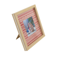 Cadre photo en bois rouge de Noël DX Designs 4x4 pouces, pour montage mural ou sur table, vente en gros, logo personnalisé