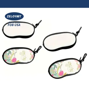 ZELOYAUT 24 Shipping Sublimation White Blank Soft Sunglasses Case Ultra Light Neoprene Zipper Eyeglass Case With Belt Clip