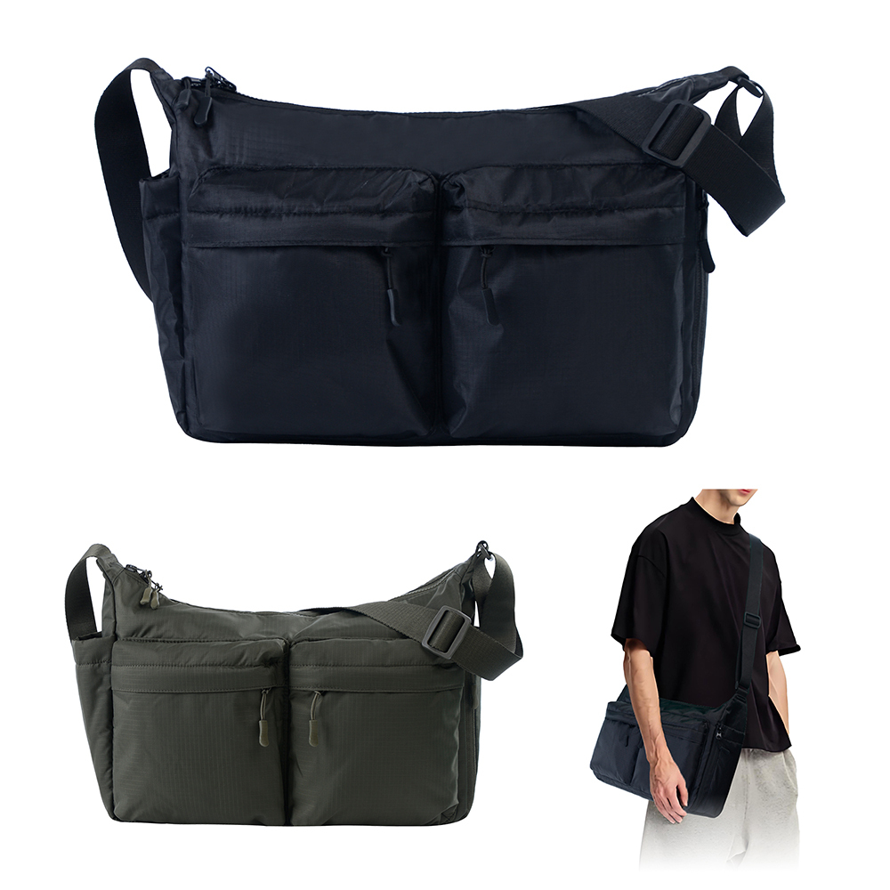 Men Multi Pockets Waterproof Nylon Crossbody Messenger Bag