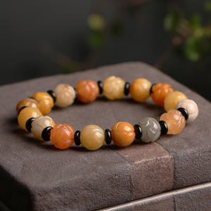 फैशन आभूषण थोक 10 मिमी प्राकृतिक पत्थर हस्तनिर्मित विंटेज लाइटर इंपीरियल जेड कमल बीज कंगन - Product Image 4