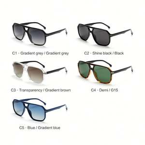 Lunettes de soleil polarisées carrées vintage 2025 avec logo personnalisé, grande monture, protection UV400, en TR90, pour hommes et femmes - Product Image 5