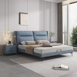 Foshan Factory Direct <b>Cheap</b> Hotel Bed for Budget 3-Star Hotels Durable Economy Upholstery Bed with <b>Padded</b> Headboard & Nighsttand - Product Image 4
