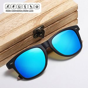 Lunettes de soleil en bois naturel faites à la main avec logo personnalisé 2025, monture carrée en bois, polarisées, en bambou, pour hommes et femmes - Product Image 2
