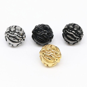 yunnique Stainless Steel Lion Head <b>Spacer</b> Beads Round For Bracelet Making DIY Jewelry Accessories - Product Image 1