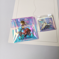 Sac en plastique PVC holographique coloré en matériau recyclé, pochette transparente à fermeture éclair pour bijoux, boucles d'oreilles, bracelets