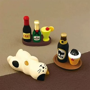 Statuetta da Scrivania Mini Gatto in Stile Giapponese, Decorazione Artigianale Dipinta a Mano, Regalo per Barman, Arredamento Zakka - Product Image 5