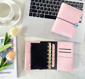 Carnet à spirales A7 en PU à blocs de couleur, carnet de planification pour étudiants et bureau avec bande élastique, journal de poche portable, classeur de budget - Product Image 6
