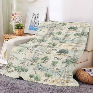 Couverture Polaire Chaude et Douce pour Enfants, Motif Ours de Dessin Animé Personnalisable, Carte de la Forêt de 100 Ares, Corail Polaire, Idéale pour le Jeu et le Voyage, Livraison Directe - Product Image 3