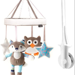 HOT Selling <strong>Musical</strong> <strong>Cot</strong> <strong>Mobile</strong> for Babies with Adjustable Arm to Fit All <strong>Cots</strong> Cute Plush White and Grey Characters - Product Image 1