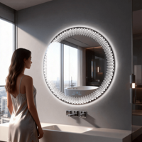 Miroir intelligent LED moderne avec interrupteur tactile, éclairage à intensité variable, température de couleur 3000K-6000K, miroir mural IP44 pour salon, maquillage, maison