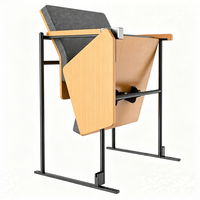 Sièges modernes en tissu à profil mince pour auditoriums et salles de théâtre, avec tablette d'écriture pliable et portable pour salles de conférence, églises et espaces compacts