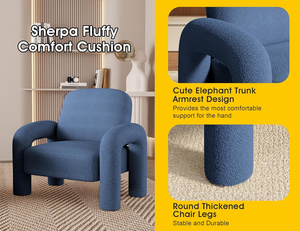 เก้าอี้ที่เน้นความทันสมัยเก้าอี้ด้านข้างหุ้มเบาะนั่งสบายโซฟาเดี่ยวน่ารักสำหรับห้องนั่งเล่นห้องนอนสีฟ้า - Product Image 6