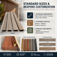 Revêtement mural extérieur durable en WPC, panneau composite bois-plastique pour façade extérieure, idéal pour les zones de piscine