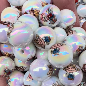 2025 Navidad Halloween océano serie de dibujos animados 16mm bolígrafos con cuentas impresos DIY fabricación de joyas acrílico plástico Lucite cuentas - Product Image 1