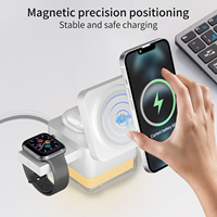 Chargeur sans fil magnétique 3-en-1 de vente chaude pour la série iPhone support de téléphone pliable à charge rapide lampe multifonction