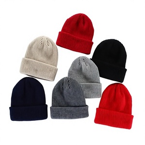 Unisex Solid Color Beanie Hat Knit <b>Winter</b> <b>Cap</b> Casual Warm Acrylic Cuff Adjustable for Adults 56-58CM - Product Image 1