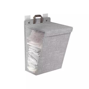 Cesto de ropa plegable SND1001 para montar en la pared, rectangular, gris, de tela no tejida, organizador de ropa para baño y aseo. - Product Image 5
