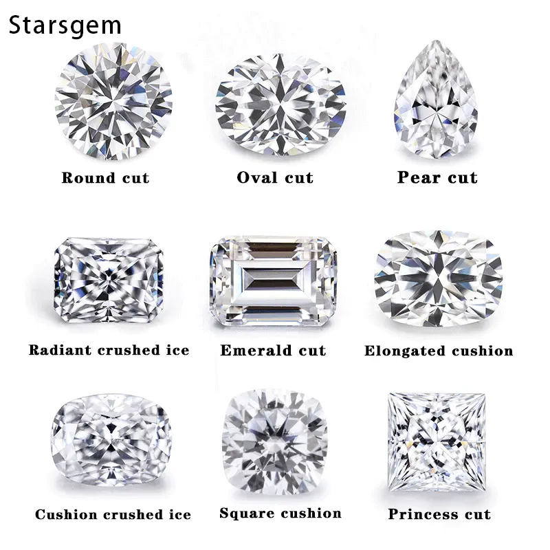 Starsgem-diamante sintético de corte brillante, Piedras Blancas redondas, precio por quilate, moissanita suelta