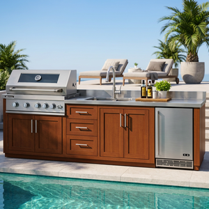 Conjunto <span class=keywords><strong>de</strong></span> Cocina para Barbacoa al Aire Libre con Parrilla Integrada, Refrigerador, Fregadero, Acero Inoxidable 304 Antioxidante, Estilo Shaker - Product Image 2