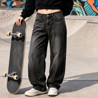 Jean baggy pour homme, coupe droite, style streetwear, tenue décontractée