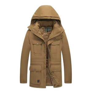 سترة رجالية رسمية طويلة مبطنة بالصوف مع غطاء للرأس، مقاسات من XL إلى 7XL، سميكة ومقاومة للرياح والماء، مع تدفئة، مناسبة للعمل في الشتاء للشرق الأوسط - Product Image 2