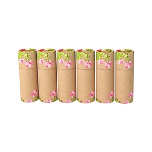 Custom Craft Paper Cylinder Lip Balm Packaging <b>Box</b> with Recyclable Kraft Push-Up Design Logo & Size Customization - Product Image 2