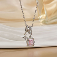 Collier unisexe style punk coréen avec pendentif en zircon étoile et chaîne à maillons, design de niche en forme de cube de sucre, en cuivre trempé