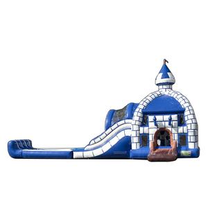 Château gonflable de mariage le plus vendu, bleu/bonhomme de neige, gonflable 6mx4m, PVC 0,55mm, certifié CE, garantie 3 ans - Product Image 1