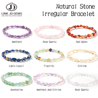 Bracelet de mode en cristal naturel irrégulier et de forme libre, Améthyste, Quartz Rose, Agate Rouge, Lapis Lazuli, Fluorite, Citrine, Vente en gros