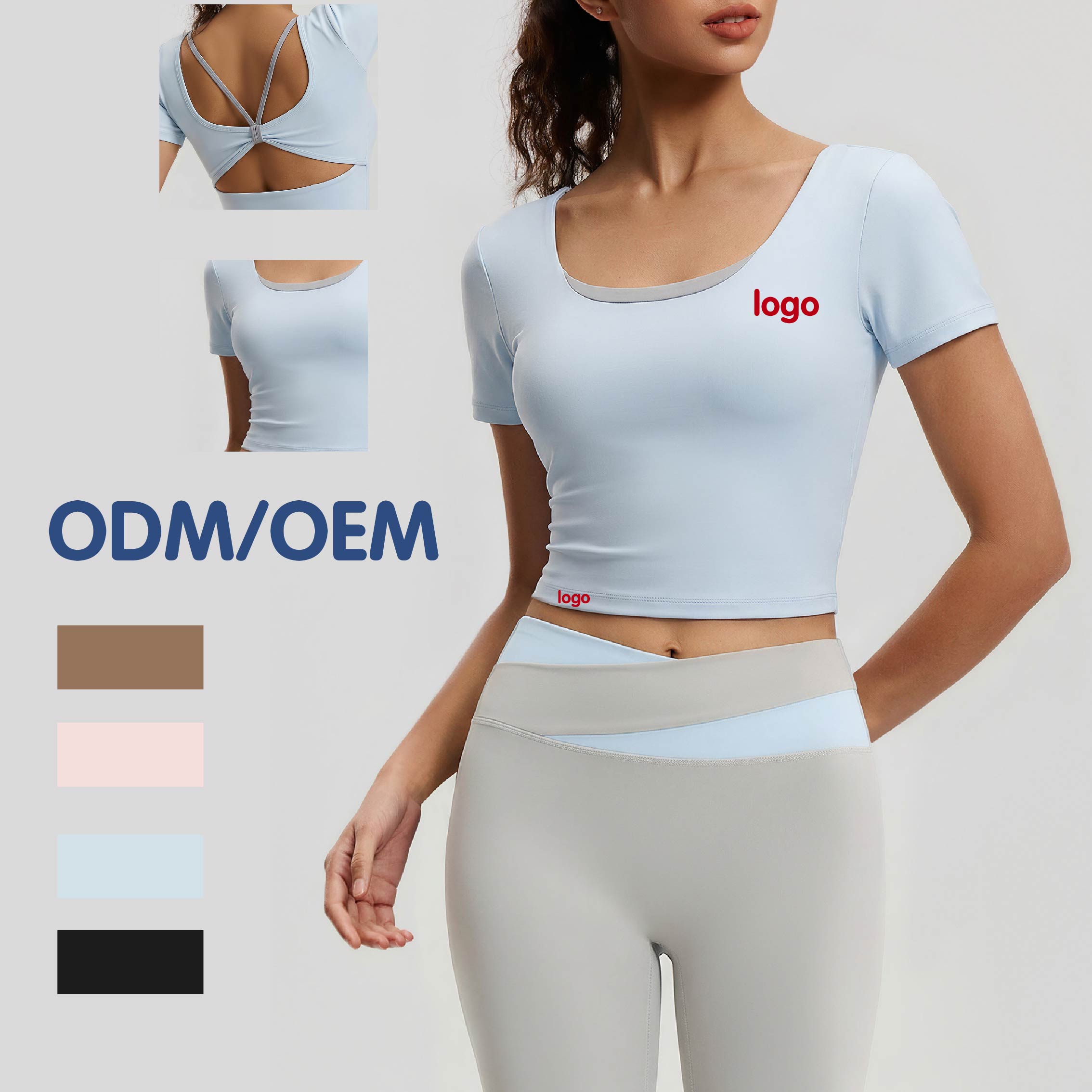 Butterfly Back Yoga Top Removable Pads Short Sleeve Breathable Mesh for Gym Fitness Supplier