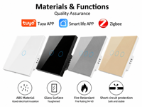 Interrupteur mural intelligent Zigbee 1 Gang Touch compatible avec l'application Tuya, commande vocale et télécommande, pour domotique
