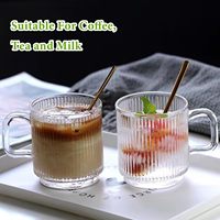Creative Home Office Latte Espresso Vertical verrerie Rayures eau Tasses à thé nervuré café tasses en verre avec couvercle poignée