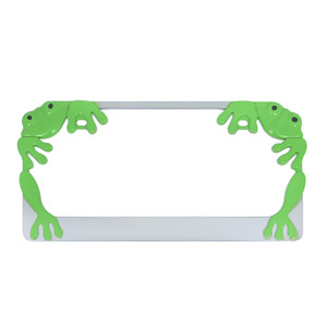 Cadre de plaque d'immatriculation américaine en alliage de zinc triple chromé avec motif grenouille mignon - Product Image 5