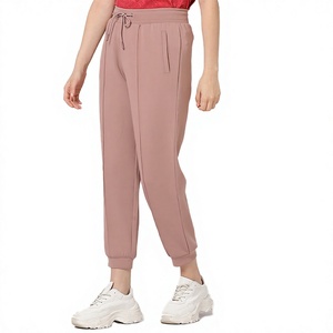 Wholesale Women's Relaxed Fit Polyester Cotton Lounge <b>Trousers</b> Comfortable Everyday Bottoms with Adjustable <b>Drawstring</b> Waist - Product Image 1