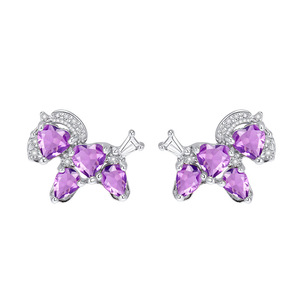 Pendientes de Plata de Ley 925 con 9 Caballos de la Suerte, Corte Corazón y Pera, con Piedras Naturales, Regalo para Ella - Product Image 1