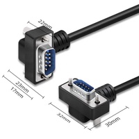 Cable de Extensión en Ángulo para Puerto Serie RS232 DB9, Conector de 9 Pines Macho-Hembra, Chapado en Níquel y Oro