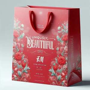 High Quality Flower <b>Design</b> Paper Shopping <b>Bags</b> for Clothing Handbags Gift <b>Packaging</b> Wholesale Supplier - Product Image 3
