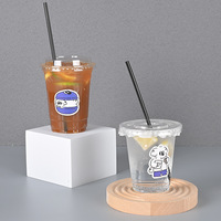 Gobelets carrés transparents jetables en PET sans BPA de 12 à 24 oz, personnalisables avec couvercle, pour jus et boissons froides, emballage de 100 pièces, MOQ