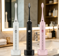Brosse à dents électrique sonique pour adultes, chargeur à induction sans fil, brosse à dents électrique rechargeable étanche IPX7, coffret cadeau
